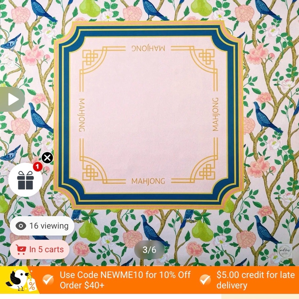 Floral Mahjong Table Matt